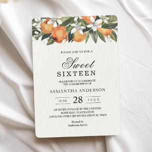 Modern Orange & Flowers Watercolor  Invitation
