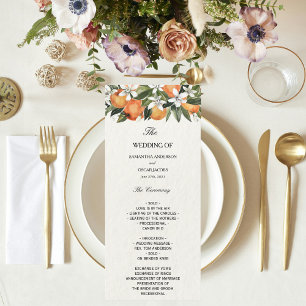 Modern Orange & Flowers Watercolor  Menu