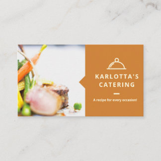 Modern Orange Food Photo Catering Business Card