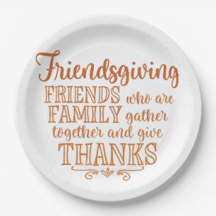 Modern Orange Friendsgiving Paper Plate