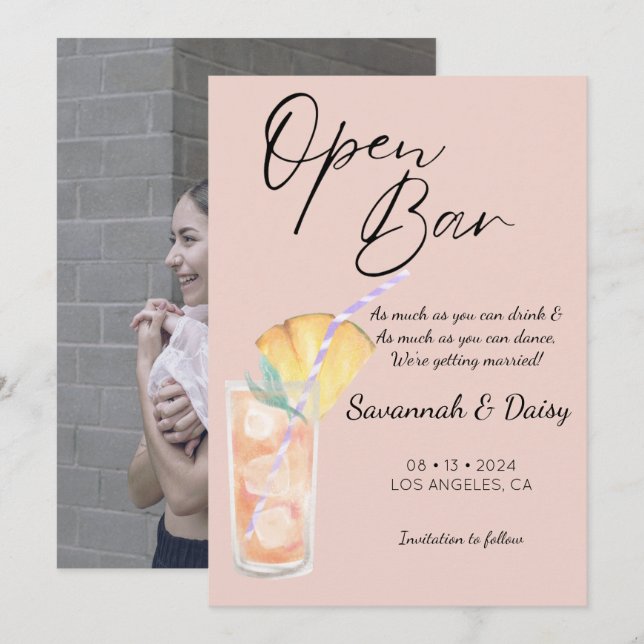 Modern Orange Funny Photo  Save The Date (Front/Back)