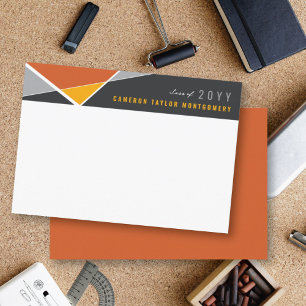 Modern Orange Geometric Criss Cross Graduation Thank You Card