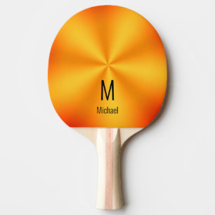 Modern Orange Gradient Name & Monogram Ping Pong Paddle