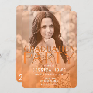 Modern Orange Graduation Party Graduate Photo Invitation