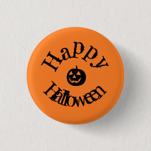 Modern Orange Happy Halloween Pumpkin 3 Cm Round Badge