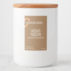 Modern Orange Heart Shape Vintage Brown Candle Food Label
