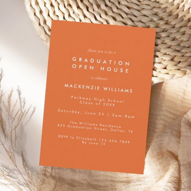 Modern Orange High School Graduation Invitation (Creator Uploaded)