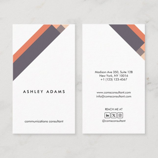 modern orange lila minimalist geometric pattern business card (Creator Uploaded)