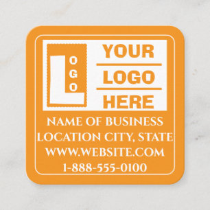 Modern Orange Logo QR Code Scan Website Square Business Card