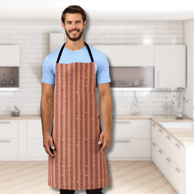 Modern Orange Mango Glitter Style Vertical Stripes Apron (Creator Uploaded)