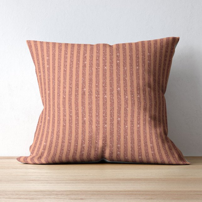 Modern Orange Mango Glitter Style Vertical Stripes Cushion (Creator Uploaded)