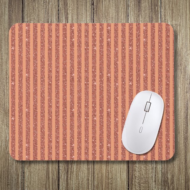 Modern Orange Mango Glitter Style Vertical Stripes Mouse Pad (Creator Uploaded)