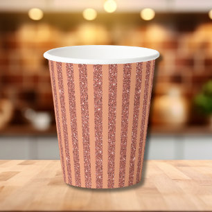 Modern Orange Mango Glitter Style Vertical Stripes Paper Cups