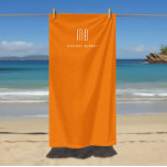 Modern Orange Monogram Beach Towel<br><div class="desc">Custom Modern Orange Monogram Beach Towel.</div>