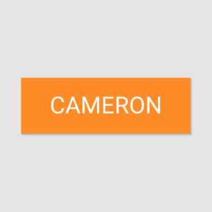 Modern Orange Name Tag Magnetic or Pin 3x1 Print