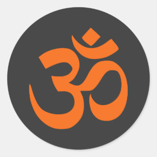 Modern Orange Om Classic Round Sticker