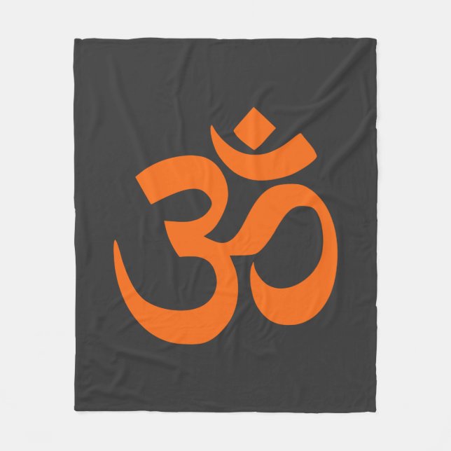 Modern Orange Om Fleece Blanket (Front)