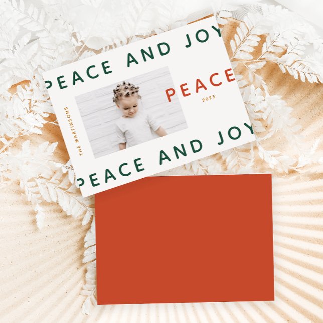 Modern Orange Peace and Joy Photo Holiday (Creator Uploaded)