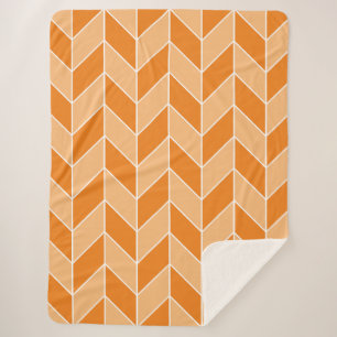 Modern Orange Peach Herringbone Chevron Pattern Sherpa Blanket