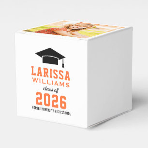 Modern Orange Photo Graduation Party Favour Box