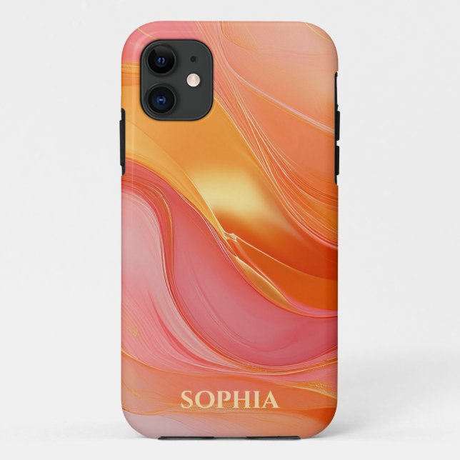 Modern Orange Pink and Gold- Case-Mate iPhone Case (Back)
