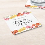 Modern Orange Pink  Tulips Floral Bridal Shower Square Paper Coaster<br><div class="desc">Add a charming floral touch to your celebration with this Modern Orange Pink Tulips Floral Bridal Shower Square Paper Coaster. Featuring delicate tulip blooms in soft orange and pink hues, paired with elegant modern typography, this stylish coaster brings a fresh and romantic feel to your bridal shower décor. Perfect for...</div>
