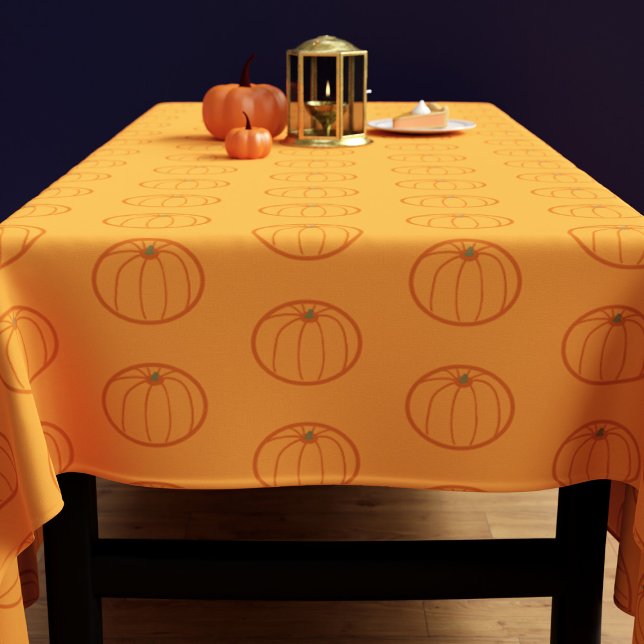 Modern Orange Pumpkin Pattern Thanksgiving Tablecloth (A fun pumpkin pattern tablecloth for your Thanksgiving celebrations)