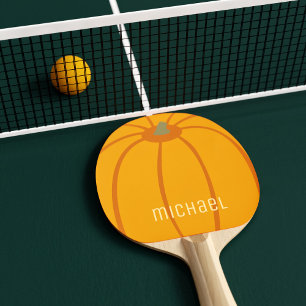 Modern Orange Pumpkin Personalise Ping Pong Paddle
