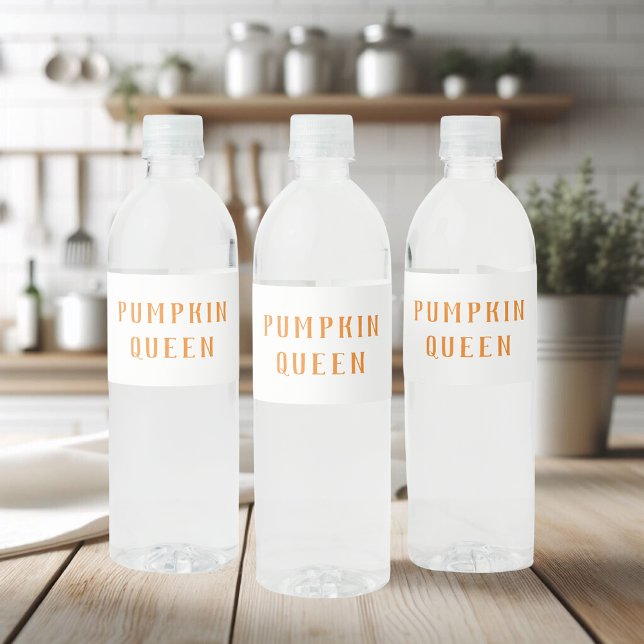 Modern Orange Pumpkin Queen Best Gift Water Bottle Label (Creator Uploaded)