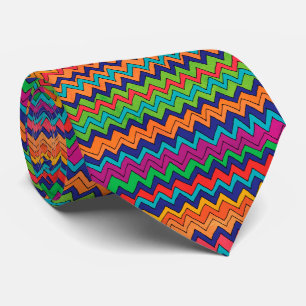 Modern Orange Purple Blue Green Chevron Pattern Tie