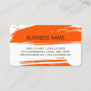 Modern Orange Red Brush Stroke Paint Business Card