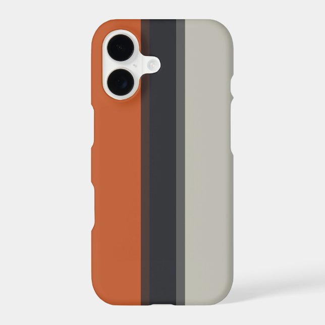 Modern Orange Red Silver Grey Stripe Pattern (Back)