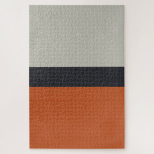 Modern Orange Red Silver Grey Stripe Pattern Jigsaw Puzzle