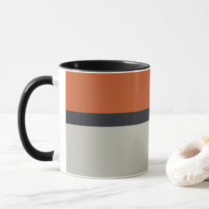Modern Orange Red Silver Grey Stripe Pattern Mug
