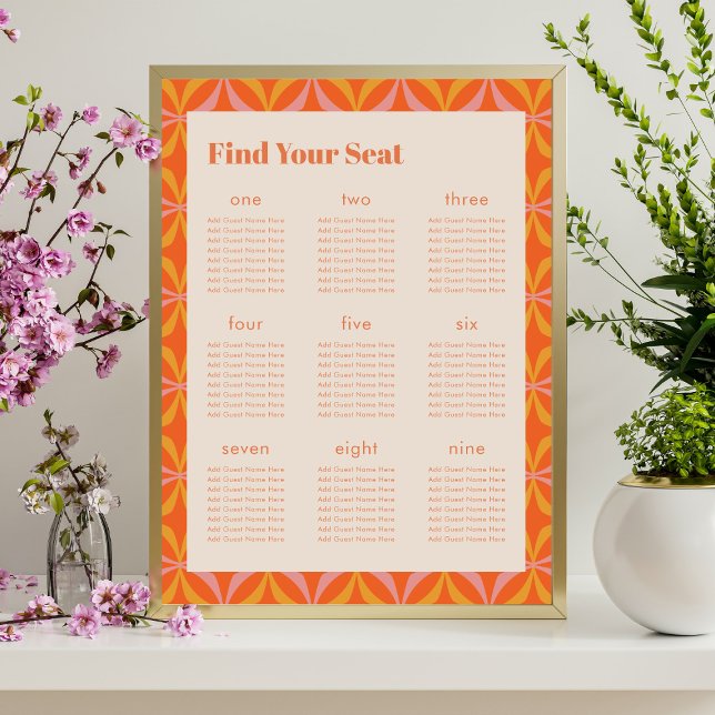 Modern Orange Retro Geometric Custom Seating Chart (Creator Uploaded)