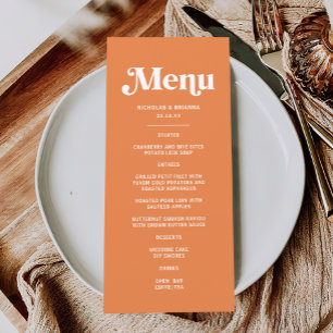 Modern Orange Retro Tropical Wedding Menu