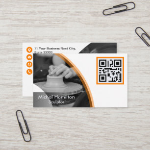 Modern Orange Sculptor Business Card