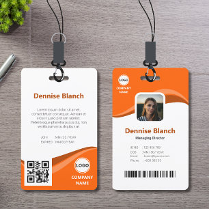 Modern Orange Shade, bar code, qr code ID card ID Badge