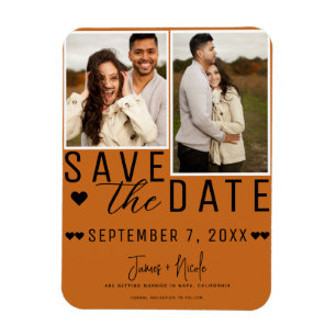Modern Orange Spice Save the Date 2 Photo  Wedding Magnet