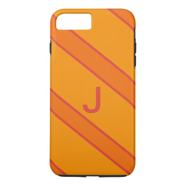 Modern Orange Sports Monogram iPhone Case (Back)