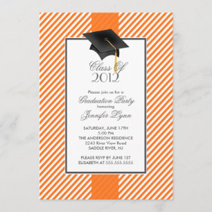 Modern Orange Stripe Graduation Party Invitation