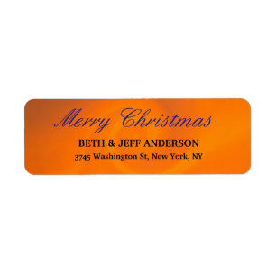 Modern Orange Stylish Merry Christmas Family Sheet Return Address Label