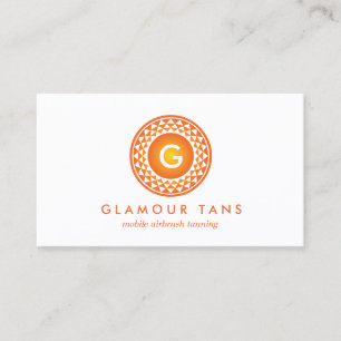 MODERN ORANGE SUN LOGO MONOGRAM for TANNING SALON Business Card