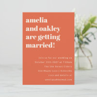 Modern Orange Sunset Typography Wedding Website