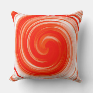 Modern Orange Swirl Abstract Art Cushion