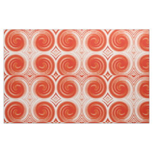 Modern Orange Swirl Abstract Art Fabric