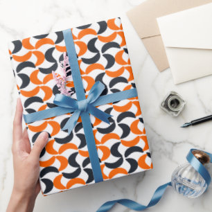 Modern Orange Swirl Geometric  Wrapping Paper