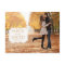 Modern Orange Swirl Label Save the Date Photo Card