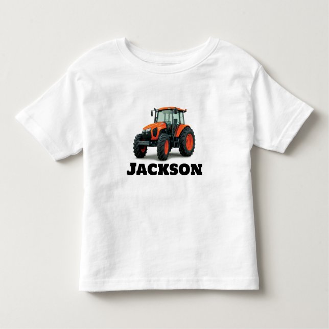 Modern Orange Tractor Toddler T-Shirt (Front)
