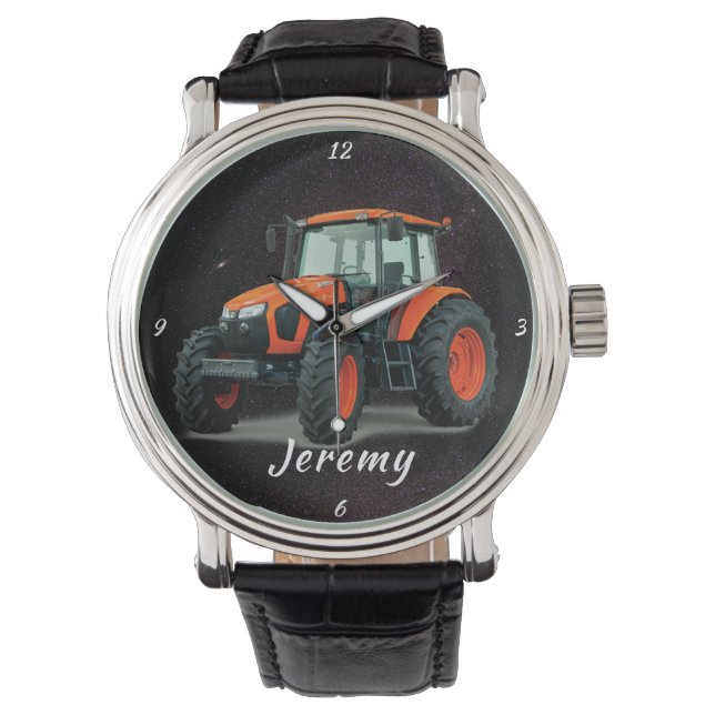 Modern Orange Tractor Watch (Front)
